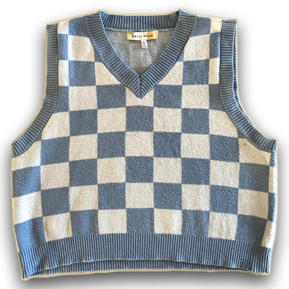 Hazel Moon Checkered Cropped Vest * XL